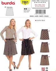 7861 CUTE BURDA  A-LINE PLEATED SKIRT PATTERN 12-24